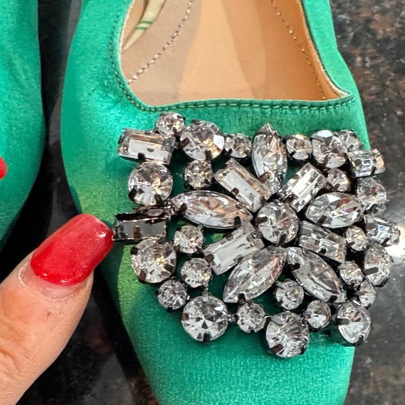 Zara NWT Green sling back Crystal Embellishments one missing stone size 35 - Picture 3 of 12